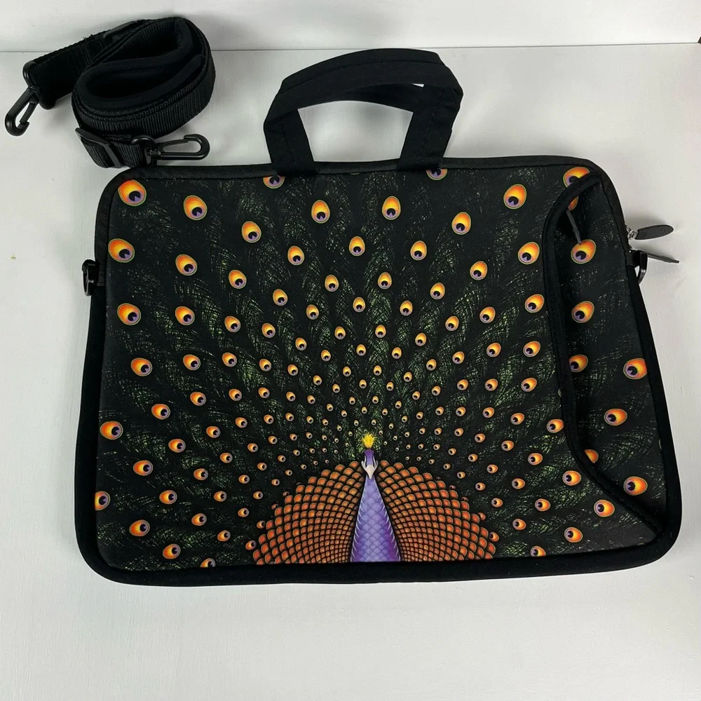 Peacock Laptop Bag with Handles and Shoulder Straps